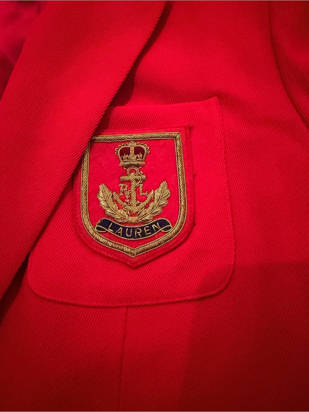 Vintage Ralph Lauren Red Embroidered Crest Blazer with Gold Buttons - Picture 4 of 10